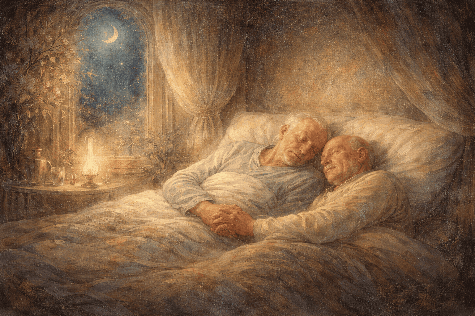 男性どうしで横になっている姿