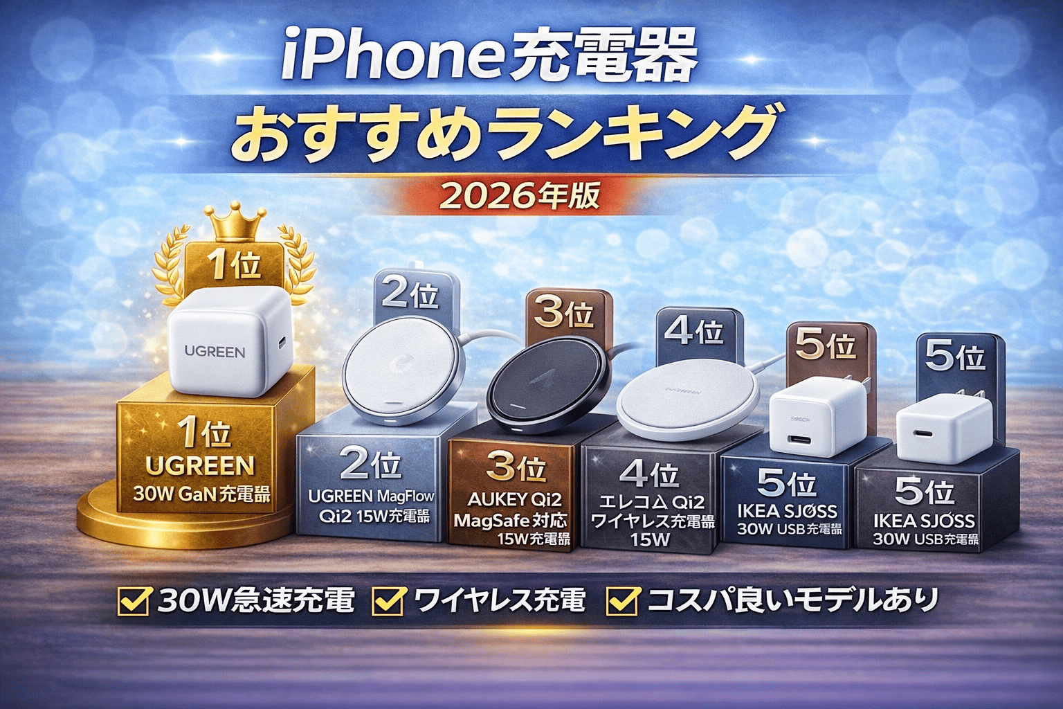2026年版iPhone充電器おすすめランキング