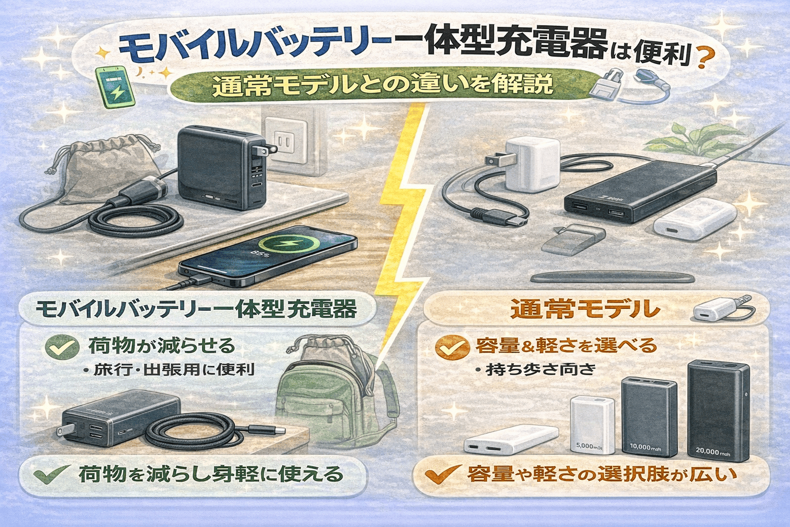 モバイルバッテリー一体型 vs 通常モデル (1)