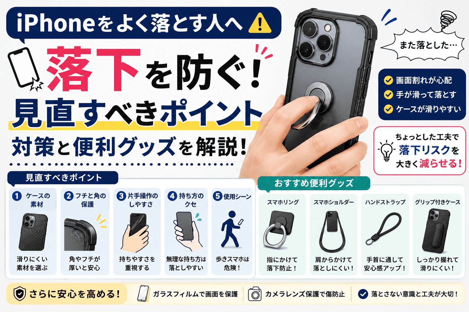 iPhone落下防止のポイントと便利グッズ