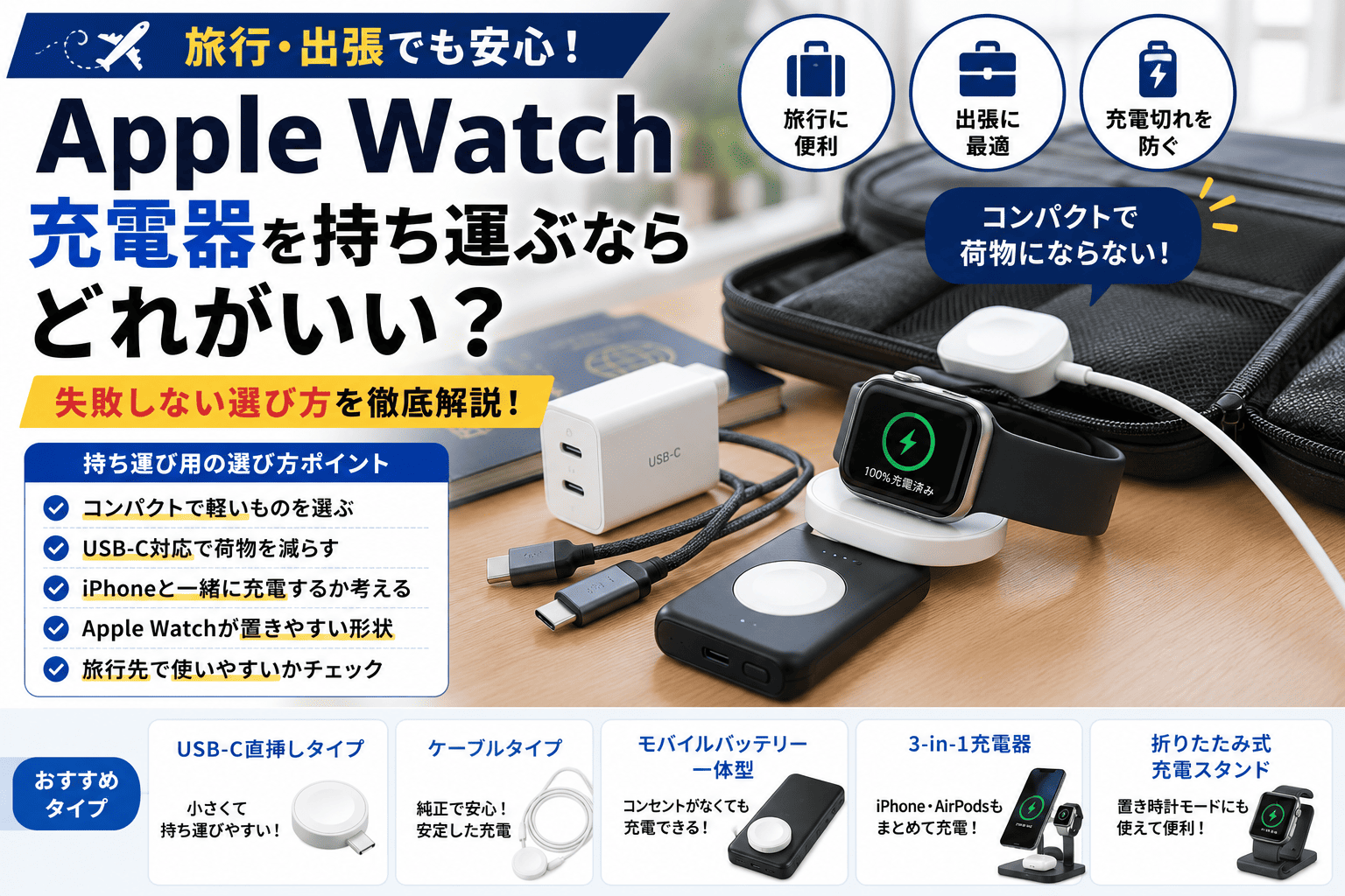 旅行用Apple Watch充電器の選び方