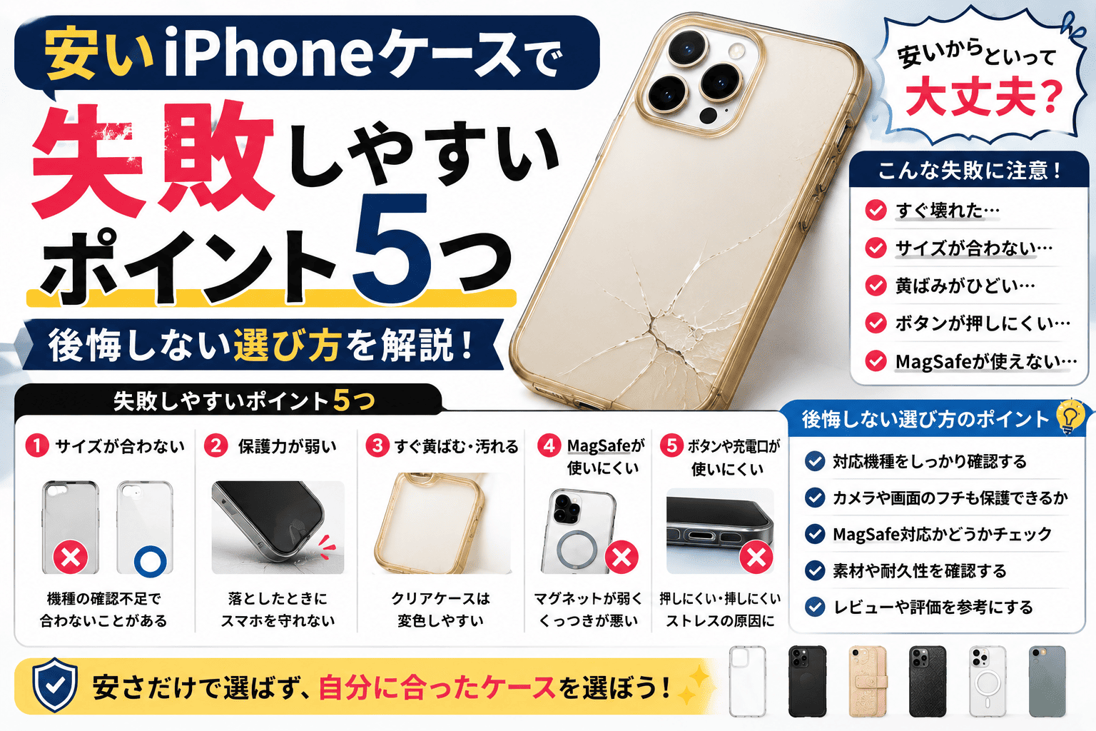 安いiPhoneケース選びの注意点