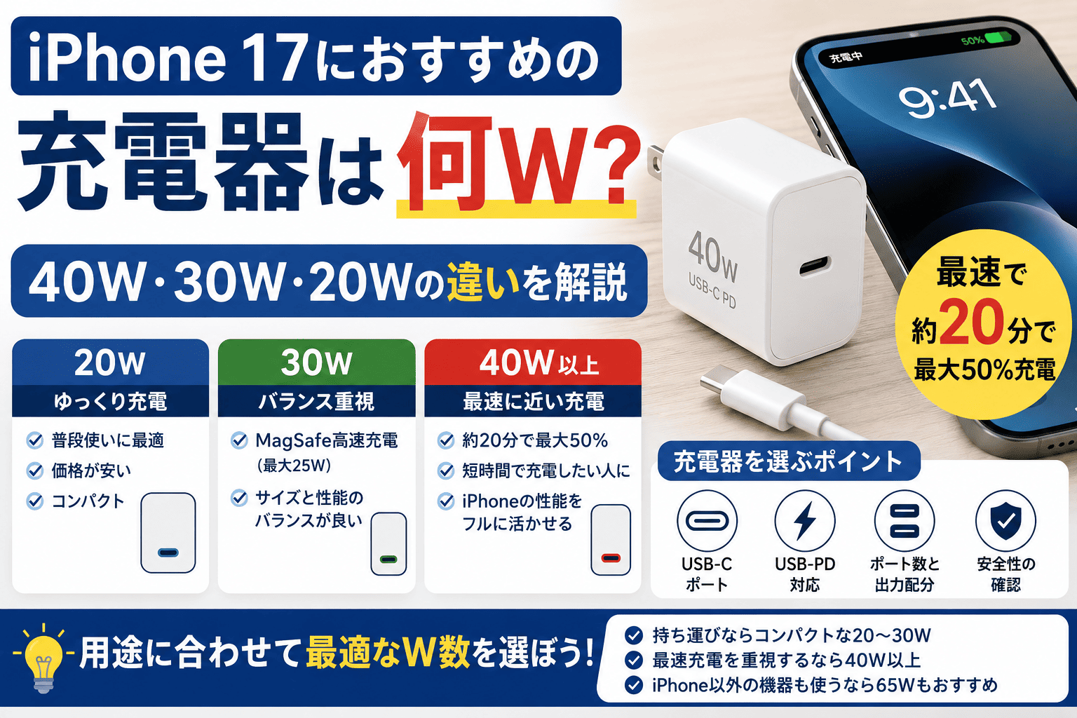 iPhone 17充電器選びガイド
