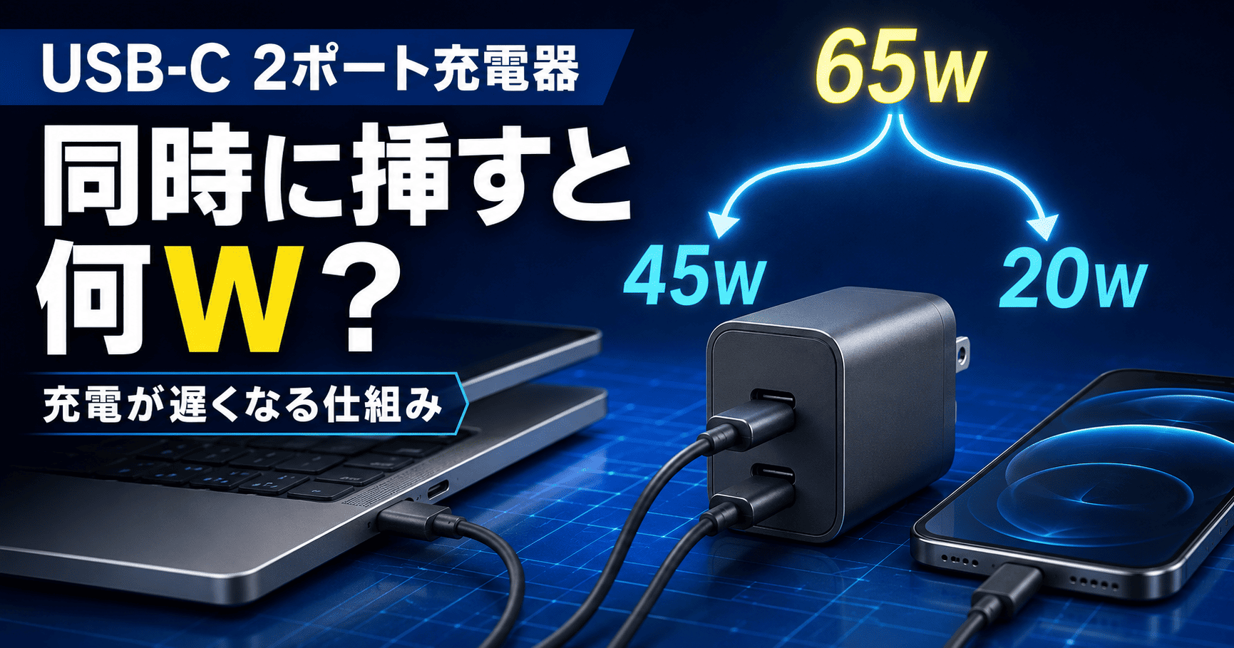 65W充電器の電力分配